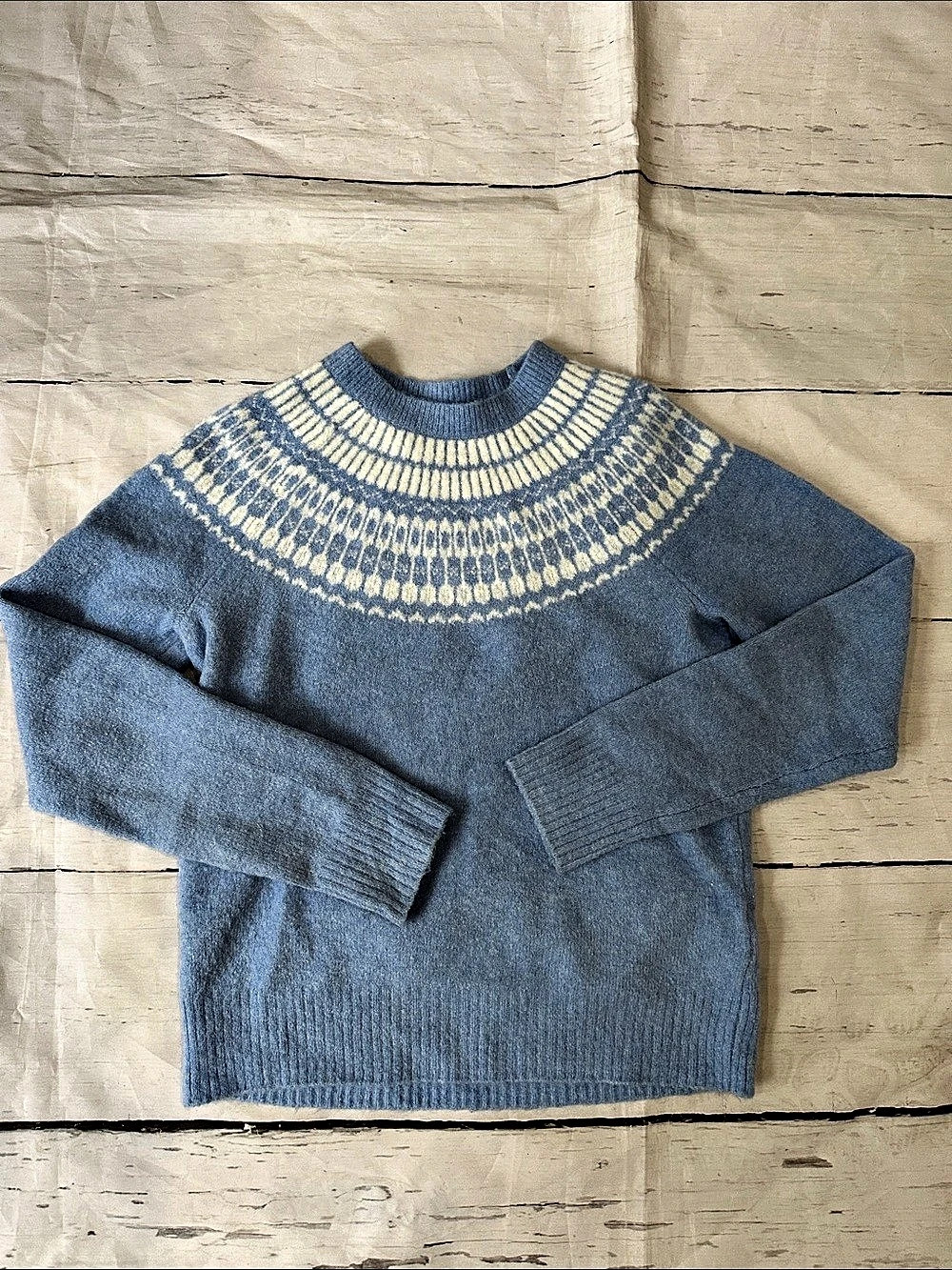 Crewcuts fair isle geometric Crewneck Sweater in Blue & white size 10-11